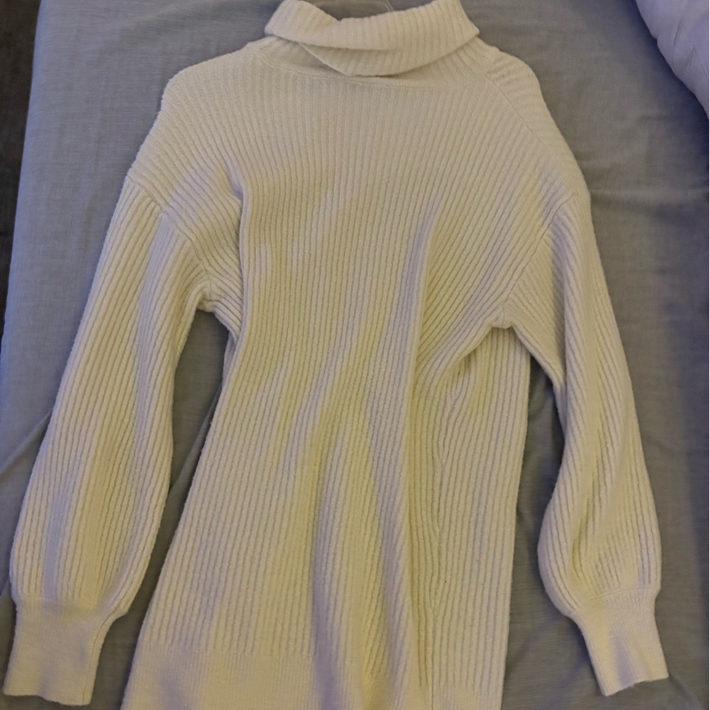 Fashion Nova Cream Cowl Neck Ribbed Sweater